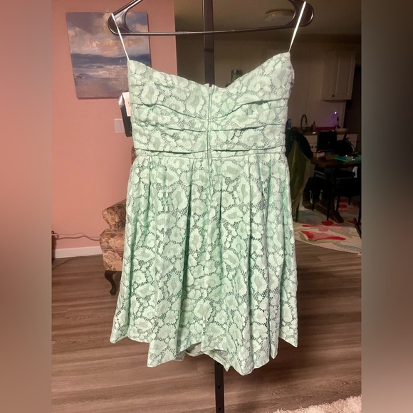 Moschino Cheap & Chic Green Lace Strapless A-Line Dress Size USA 8 - Picture 4 of 8